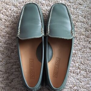 Lands' End Women's Green Leather Driving Moccasins 6.5